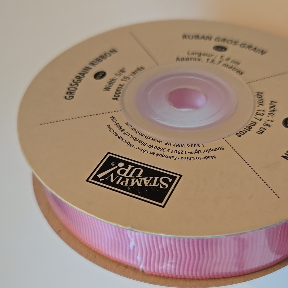 NWT Stampin' Up! Retired Regal Rose Grosgrain Ribbon 5/8" x 15 Yards Spool